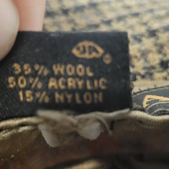 Vintage Scala Houndstooth Tweed Fedora Hat Wool Size Medium Beige Dark Brown - Picture 10 of 11